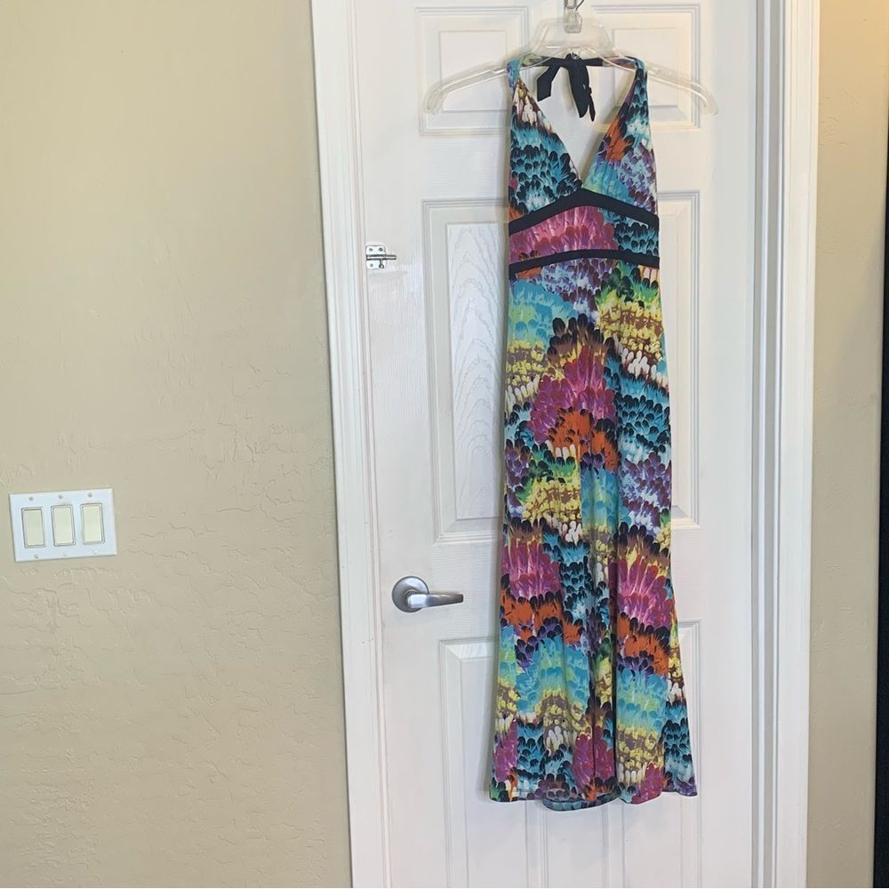 Catch My I Colorful Halter Maxi Dress Size Medium - Picture 3 of 8